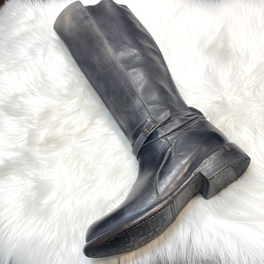 Bed Stu Bristol Riding Boots Black Gray Womenβs Size 8